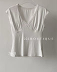 28A21- DRAPED V-NECK TEE