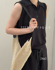 28a2- KNIT POLO SLEEVELESS