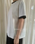 12a51 Contrast trim short-sleeve tee – cotton blend