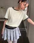 12a51 Contrast trim short-sleeve tee – cotton blend