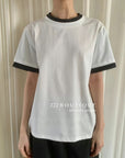 12a51 Contrast trim short-sleeve tee – cotton blend