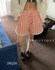 28q26- PLAID LACE SHORTS