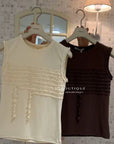 15a75 Pleated ribbon knit top – soft detail, clean silhouette