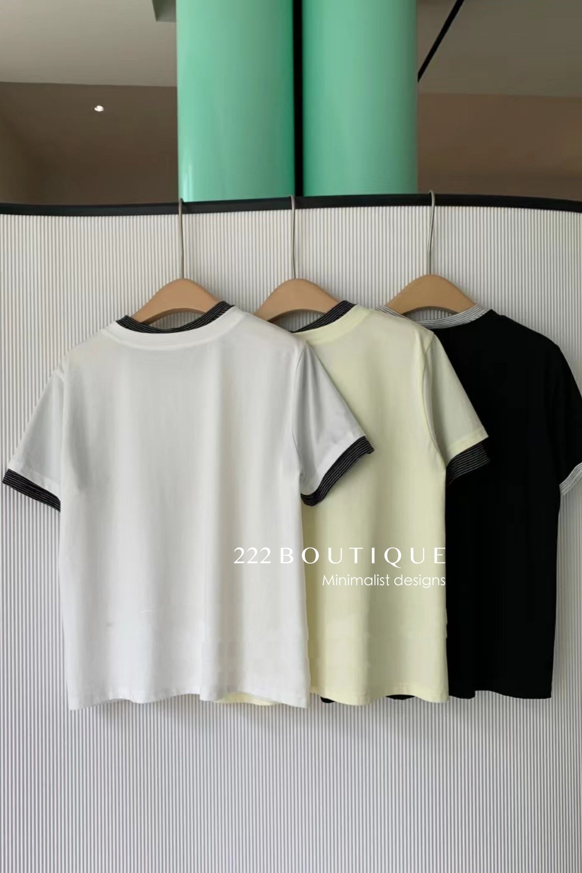 12a51 Contrast trim short-sleeve tee – cotton blend