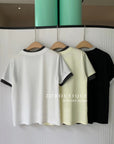 12a51 Contrast trim short-sleeve tee – cotton blend