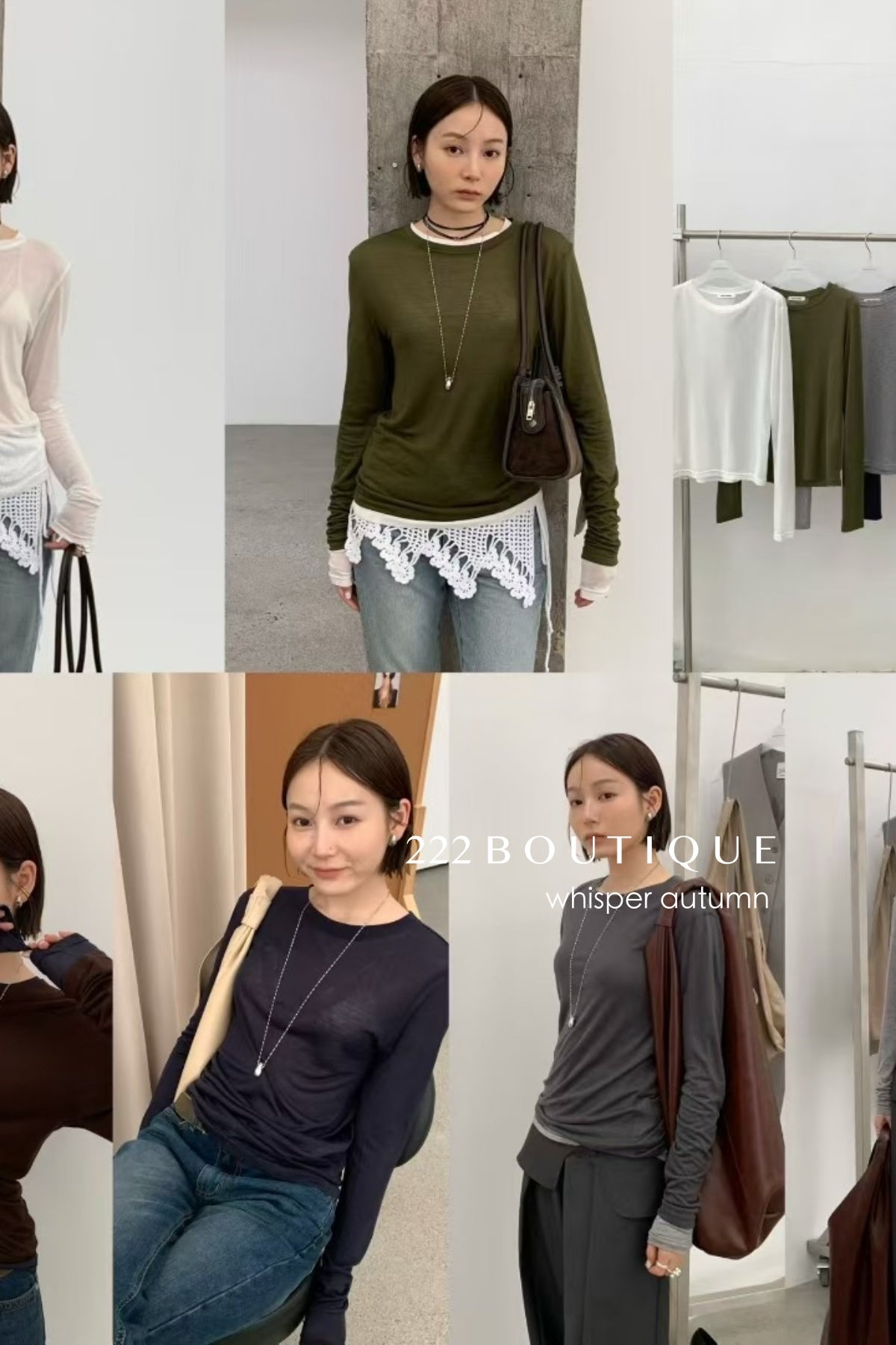 16A79 Long-sleeve lightweight knit tops – basic collection