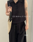 28a2- KNIT POLO SLEEVELESS