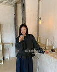 17a9 Peplum blouse with ruffled collar