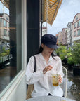 17a11 Basic silk-blend shirt with lace-trimmed Peter Pan collar