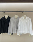 17a11 Basic silk-blend shirt with lace-trimmed Peter Pan collar