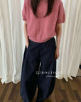 17q8 Khaki straight-leg trousers with elastic waist