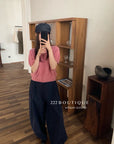 17q8 Khaki straight-leg trousers with elastic waist