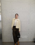 16a30 Leather jacket with Peter Pan collar and buttoned sleeves