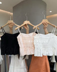 13a120 Ruffled cotton cami top – soft monochrome hues