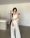 13a120 Ruffled cotton cami top – soft monochrome hues