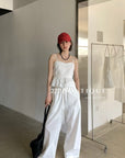 13a120 Ruffled cotton cami top – soft monochrome hues