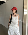 13a120 Ruffled cotton cami top – soft monochrome hues