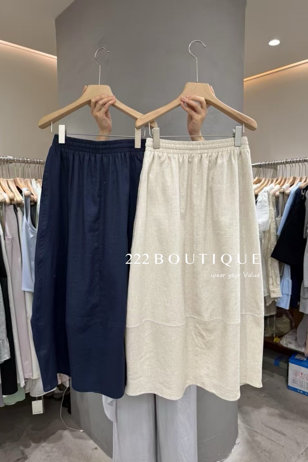 13v60 Linen midi skirt – pastel palette