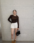 16a79 + 16q12 Set – Lightweight long-sleeve top & Textured lace-hem skirt