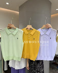 13a78 Sleeveless knit polo – pastel & basics