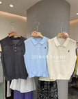13a78 Sleeveless knit polo – pastel & basics
