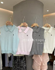 13a78 Sleeveless knit polo – pastel & basics