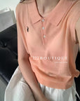 13a78 Sleeveless knit polo – pastel & basics