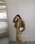 16a30 Leather jacket with Peter Pan collar and buttoned sleeves