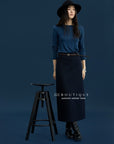 17v12 Poly pencil midi skirt