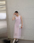 16v8 Tiered round-neck silk dress