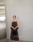 15v16 Textured pinafore dress with lace hem