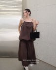 15v16 Textured pinafore dress with lace hem