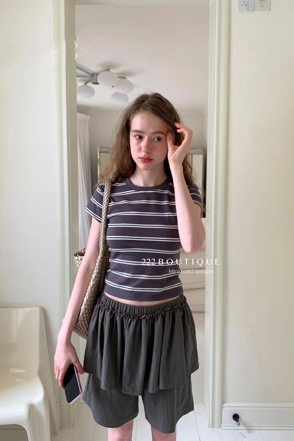 15a74 Striped fitted tee – stretch cotton essential
