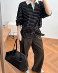 17a32 Striped polo shirt with notch collar