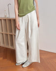 17q24 Basic wool-blend khaki shorts with elastic waist