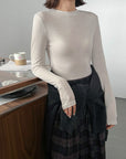 17a37 Basic fitted long-sleeve top in cashmere-cotton