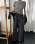 17q26 Basic straight-leg cotton-poly trousers
