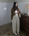 17a22 Short leather jacket with stand collar