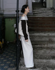 17A28 Off-shoulder Mongtoghi cashmere top with button detail