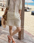 15v27 Embroidered cotton set – resort-ready softness