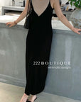 15v32 Mesh panel knit dress – bold lines, soft drape