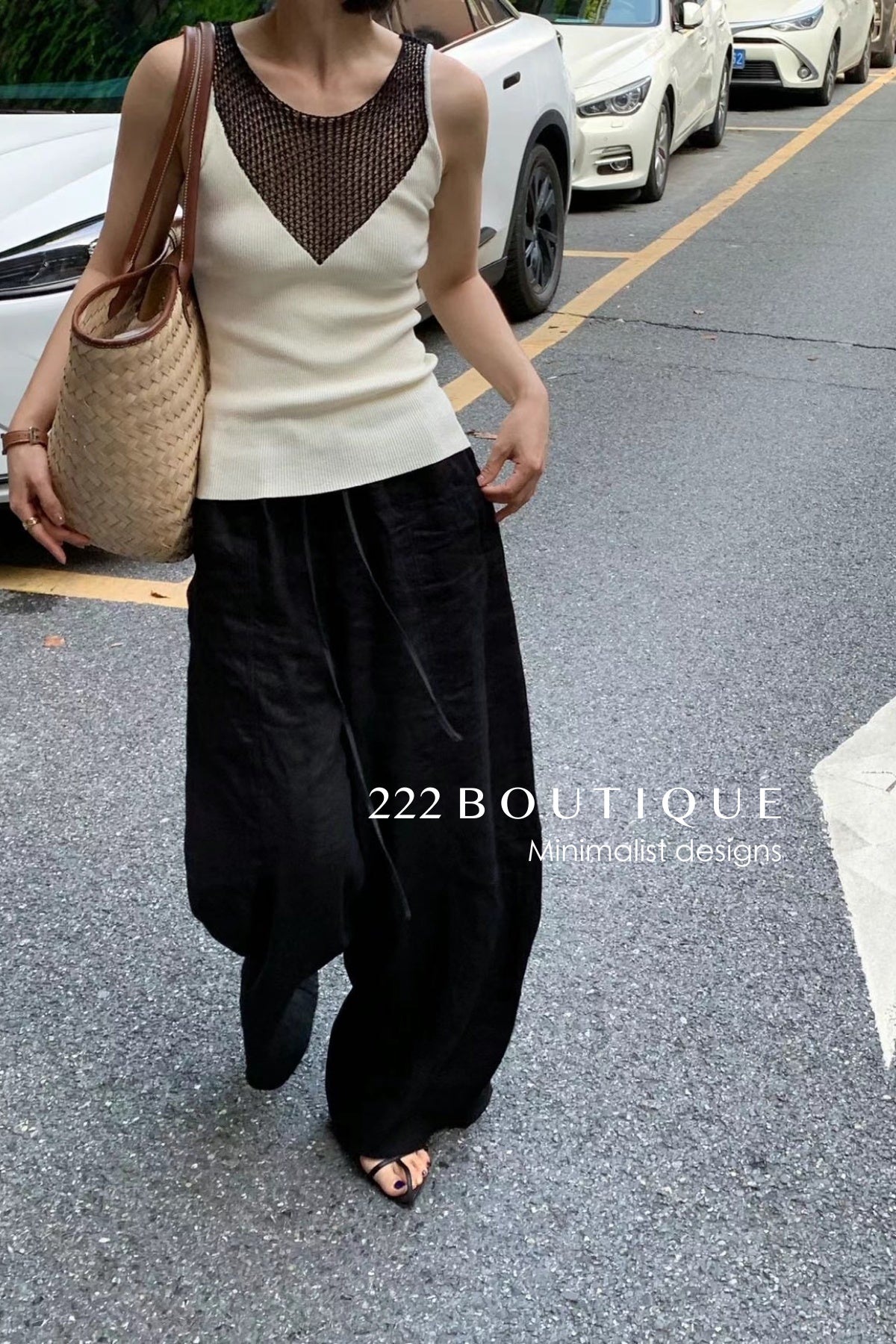 15a62 Mesh panel knit top – cropped, structured, and striking
