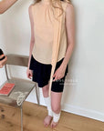 15a83 Gingham tie-neck sleeveless top – crisp & playful