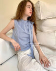 15a83 Gingham tie-neck sleeveless top – crisp & playful
