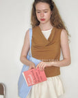 15a71 Draped-neck sleeveless top – soft texture, clean drape