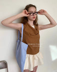 15a71 Draped-neck sleeveless top – soft texture, clean drape