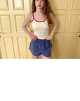16q11 Blue Korean canvas shorts – crisp and carefree
