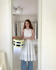15v38 Textured smocked midi dress – soft pastel charm