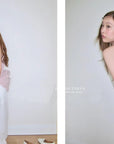 15v38 Textured smocked midi dress – soft pastel charm