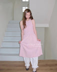 15v38 Textured smocked midi dress – soft pastel charm